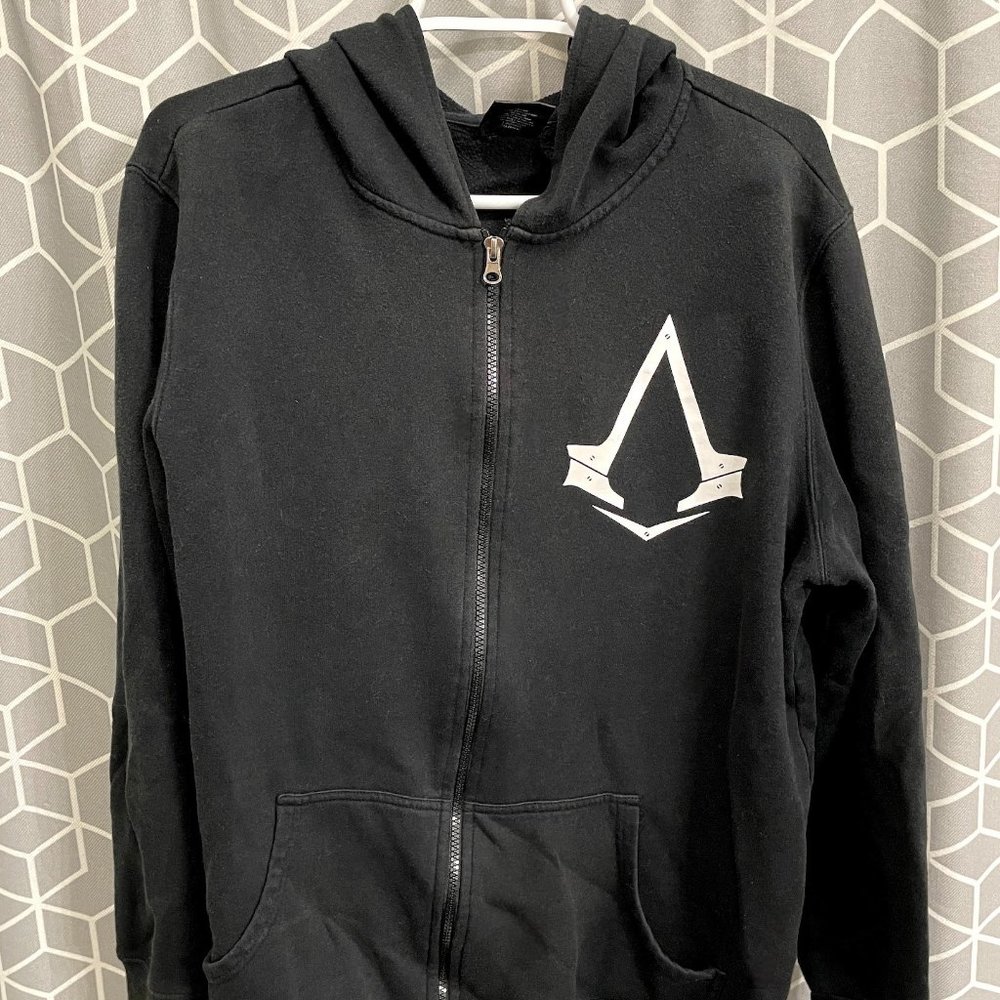 Assassin's Creed Syndicate Full-Zip Hoodie - Men's XL - Black with White Symbols